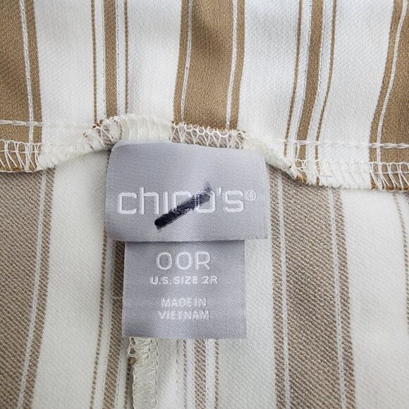 Chico's So Slimming Ankle Pant Size 00R US 2 White Neutral Brigitte Shine Stripe - Picture 7 of 9